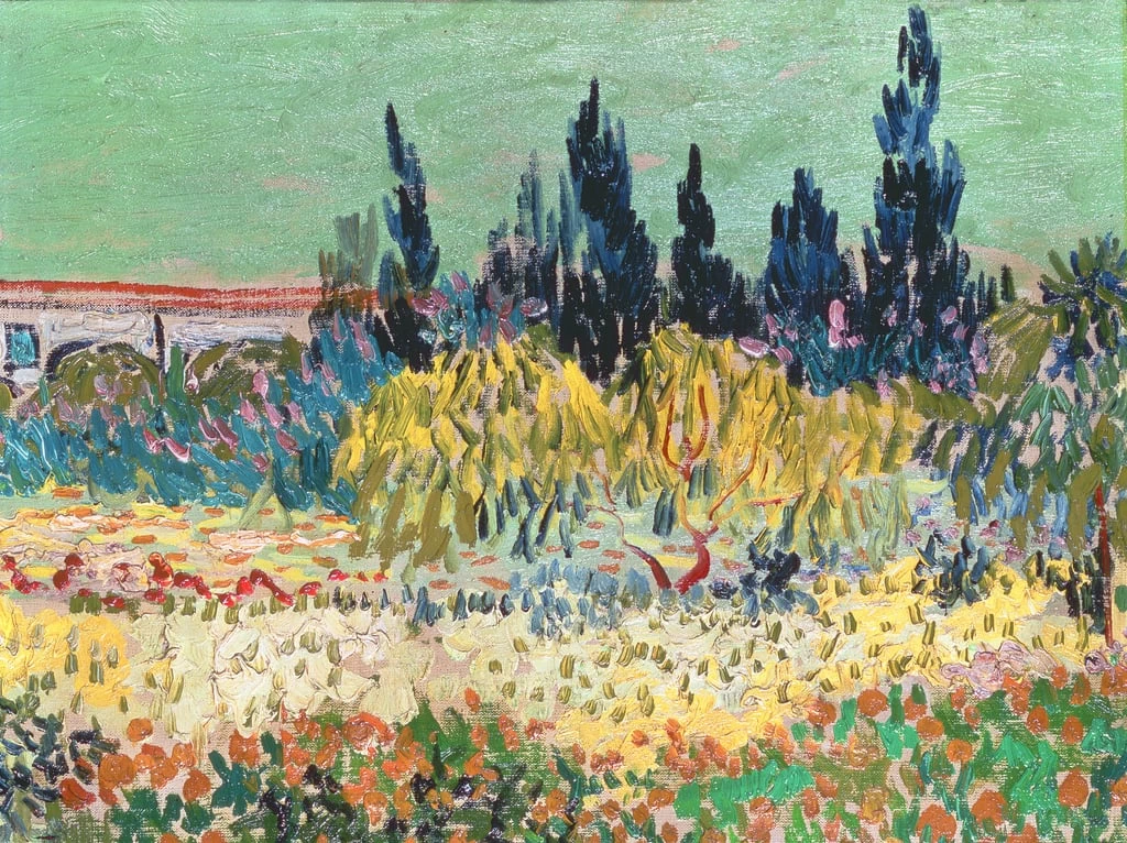  96-Vincent van Gogh-Il giardino di Arles, 1888 - Haags Gemeentemuseum, The Hagu - dettaglio 